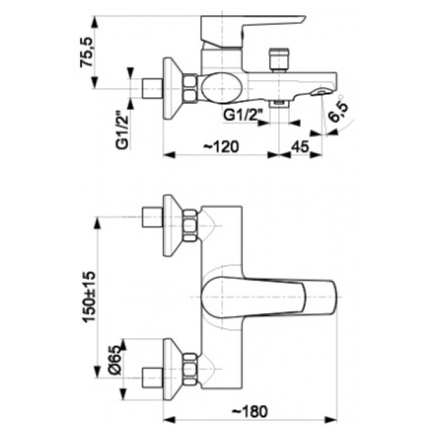 Черный смеситель для ванны Narva Black Armatura