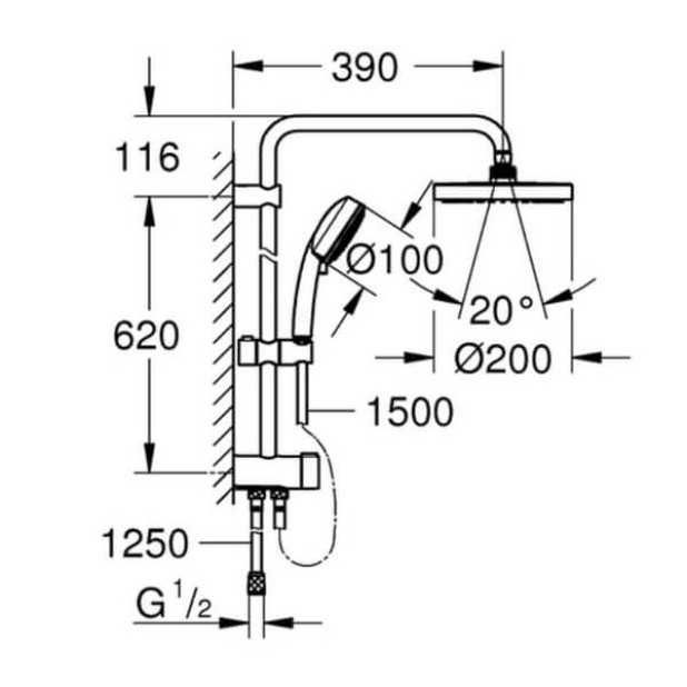 Душевая система GROHE Tempesta Cosmopolitan System 200 (27394002)