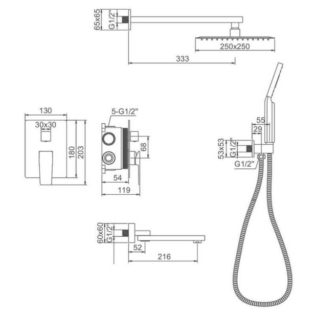 Душевая система LEDEME L2478B-2
