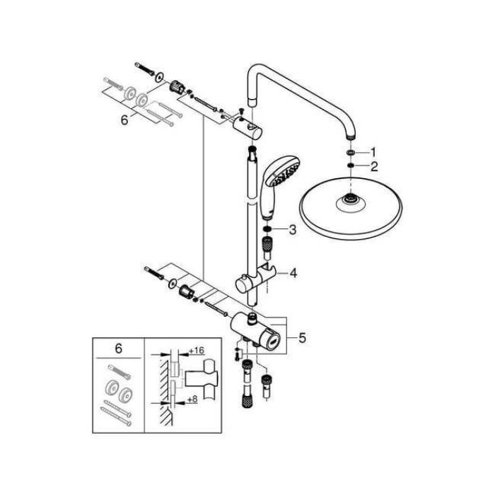 Душевая система с переключателем настенного монтажа GROHE QuickFix Vitalio Start 250, хром (26817000)