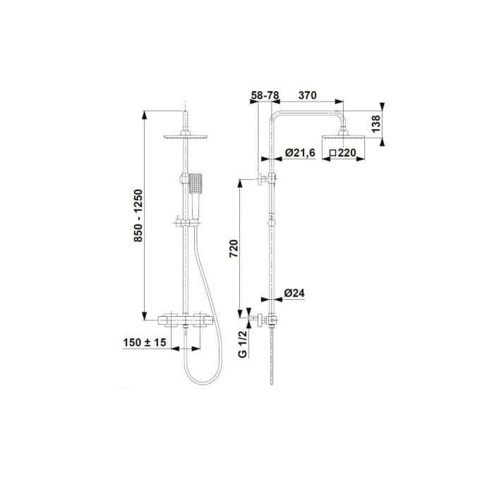 Душевая стойка Logon черного цвета с термостатом KFA