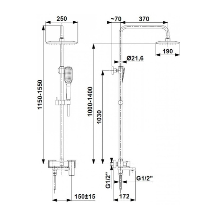 Душевая стойка Logon KFA черного цвета со складным изливом