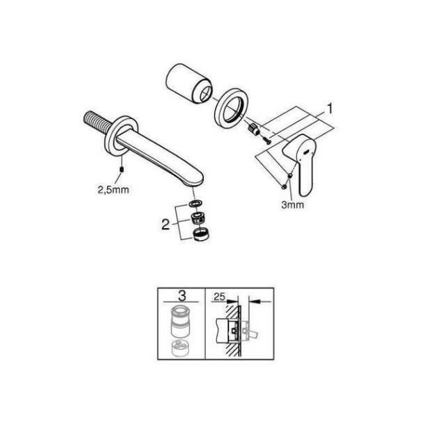 Коллекция Grohe Внешняя часть смесителя для раковины GROHE Eurostyle Cosmopolitan, хром (19571002)