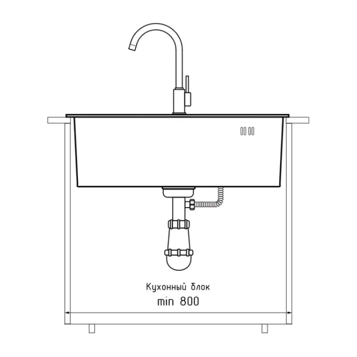 Кухонная мойка GRANFEST METAL НЕРЖАВЕЮЩАЯ СТАЛЬ AISI 304 PVD GF-6545 ГРАФИТ (с сифоном)