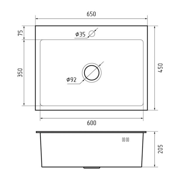 Кухонная мойка GRANFEST METAL НЕРЖАВЕЮЩАЯ СТАЛЬ AISI 304 PVD GF-6545 ГРАФИТ (с сифоном)