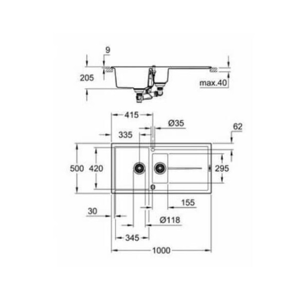 Кухонная мойка GROHE K400 (31642AP0)