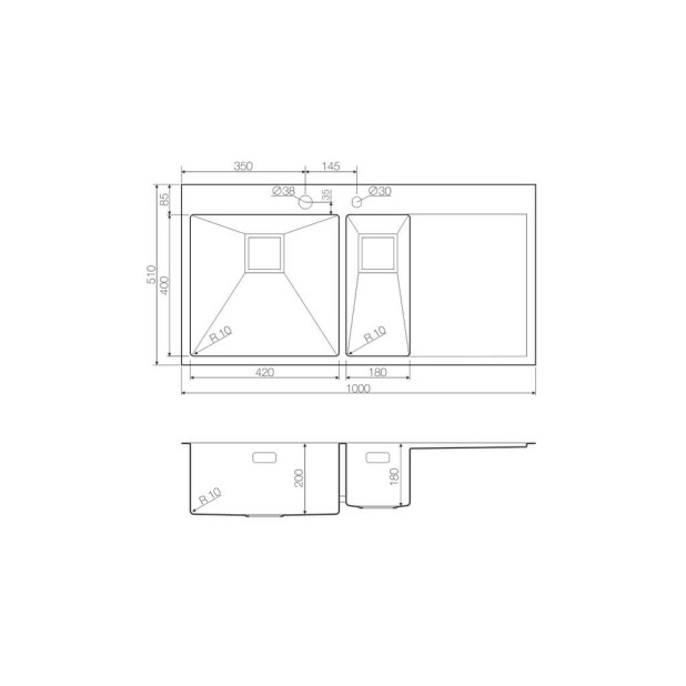 Кухонная мойка из нержавейки Omoikiri Akisame 100-2-LG-L светлое золото