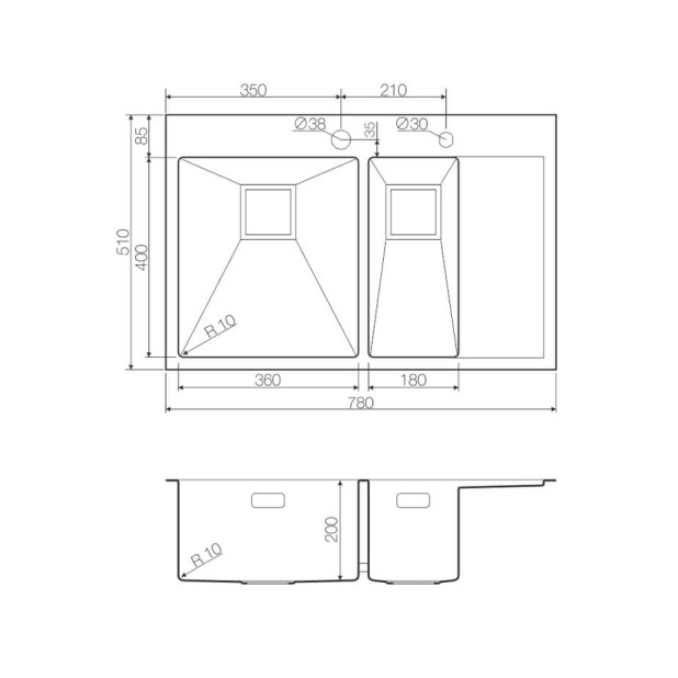 Кухонная мойка из нержавейки Omoikiri Akisame 78-2-LG-L светлое золото