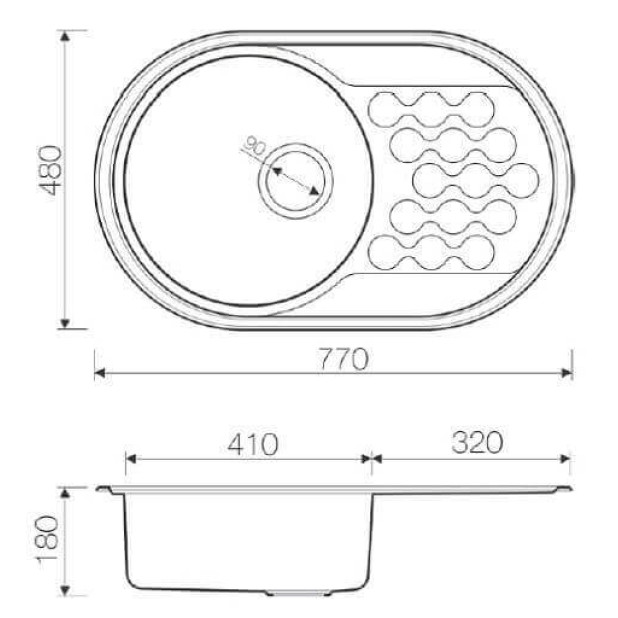 Кухонная мойка из нержавейки Omoikiri Kasumigaura 77-IN нержавеющая сталь