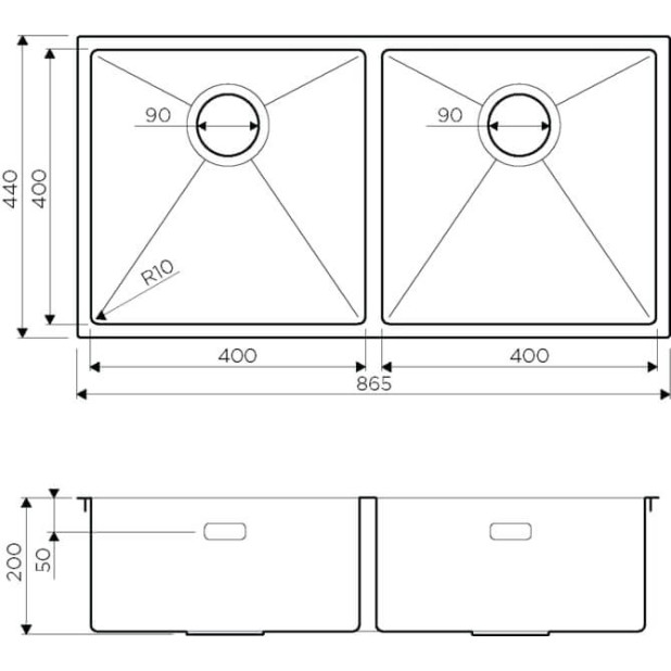 Кухонная мойка из нержавейки Omoikiri Taki 86-2-U/IF-LG светлое золото