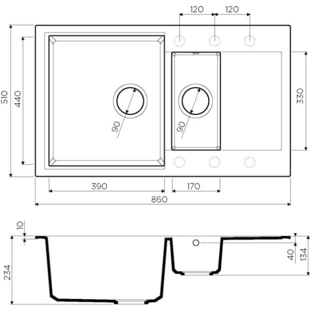 Кухонная мойка Omoikiri Daisen 86-2-BL Artgranit/черный