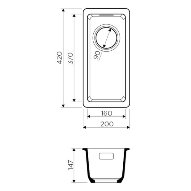 Кухонная мойка Omoikiri Kata 20-U-BL Artgranit/черный