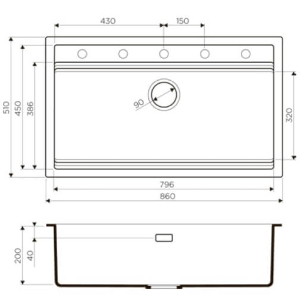 Кухонная мойка Omoikiri Kitagawa 86-LB-GB Artceramic/графит