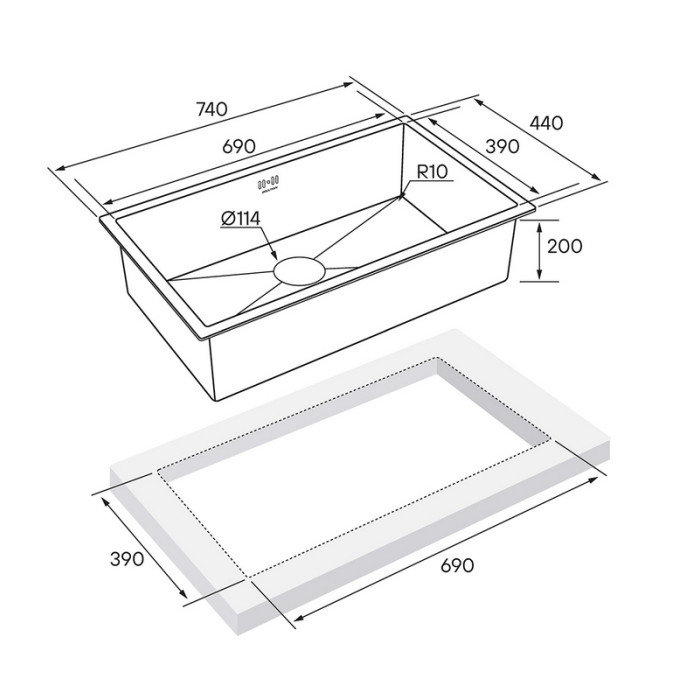 Кухонная мойка PAULMARK GERBERG 74 UNI PM257444-BG