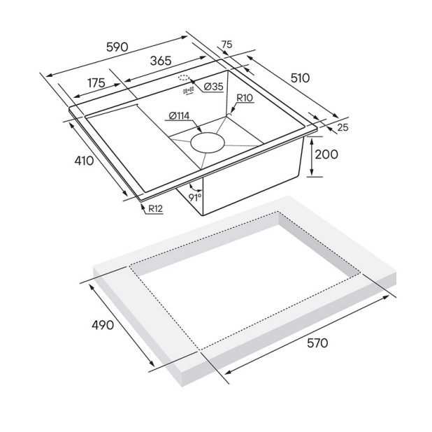 Кухонная мойка PAULMARK KRONER PM225951-BSR
