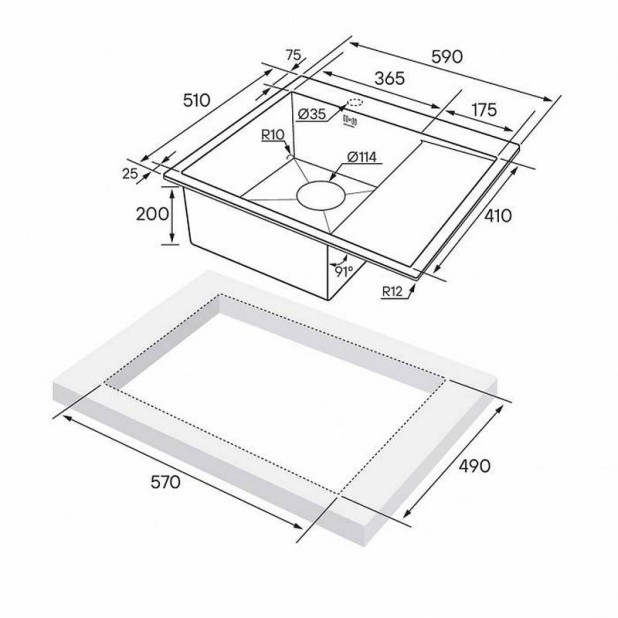 Кухонная мойка PAULMARK KRONER PM225951-GML