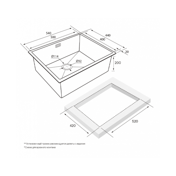 Кухонная мойка PAULMARK NEXT 54 UNI PM215444-BG