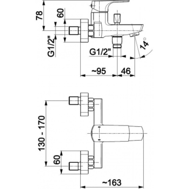 Черный смеситель для ванной Armatura