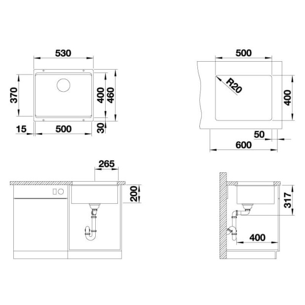 Мойка из силгр. BLANCO ETAGON 500-U белый