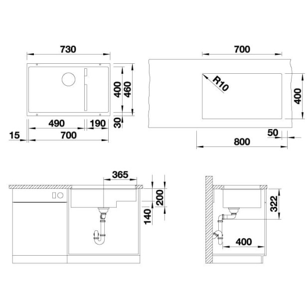 Мойка из силгр. BLANCO SUBLINE 700-U LEVEL кофе