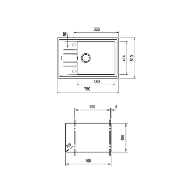 Мойка из тегр. TEKA STONE 60 S-TG 1B 1D топаз (ручной слив)