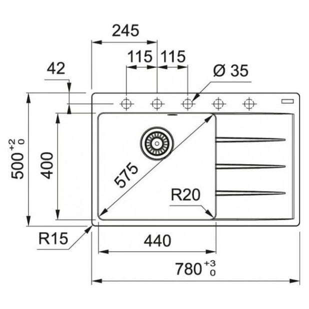 Мойка кухонная FRANKE CNG 611/211-78 TL оникс, чаша слева