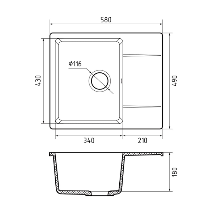 Мойка кухонная GF-UR-258L (темно-серый)