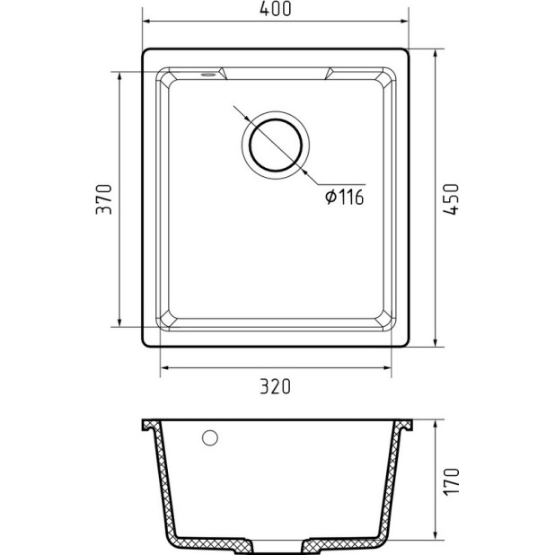 Мойка кухонная GF-UR-4540 (темно-серый)