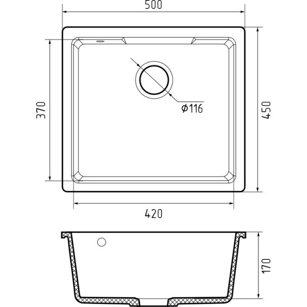 Мойка кухонная GF-UR-4550 (темно-серый)