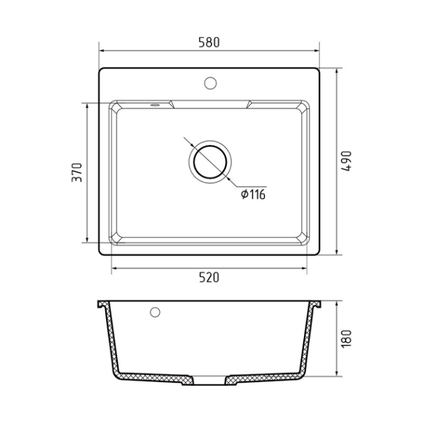 Мойка кухонная GF-UR-658 (черный)