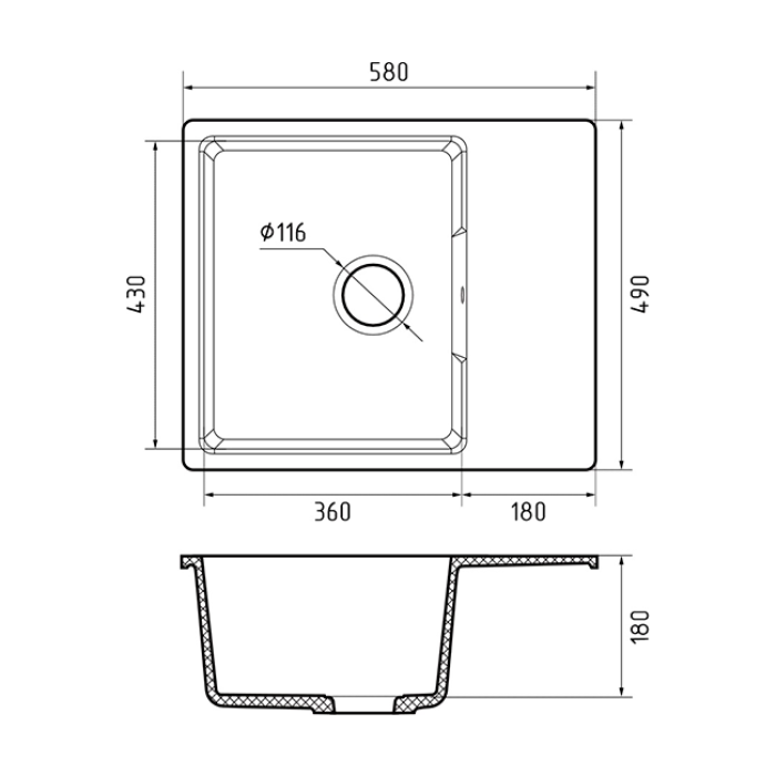 Мойка кухонная GF-UR-658L (белый)
