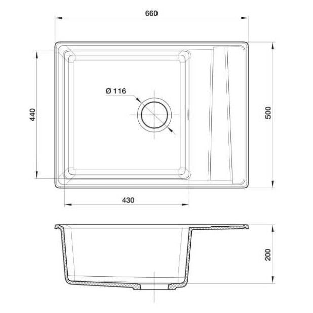 Мойка кухонная GRANFEST GF-LV-660L (топаз)