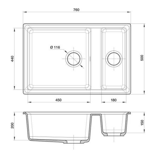 Мойка кухонная GRANFEST GF-LV-760K (песочный)