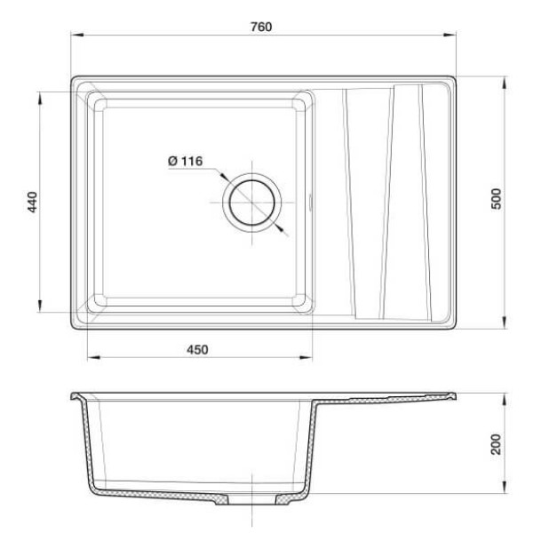 Мойка кухонная GRANFEST GF-LV-760L (песочный)