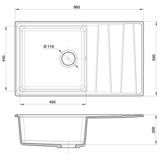 Мойка кухонная GRANFEST GF-LV-860L (бежевый)