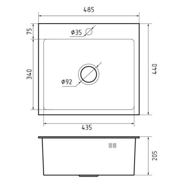 Мойка кухонная GRANFEST METAL НЕРЖАВЕЮЩАЯ СТАЛЬ AISI 304 GF-4844 (с сифоном)