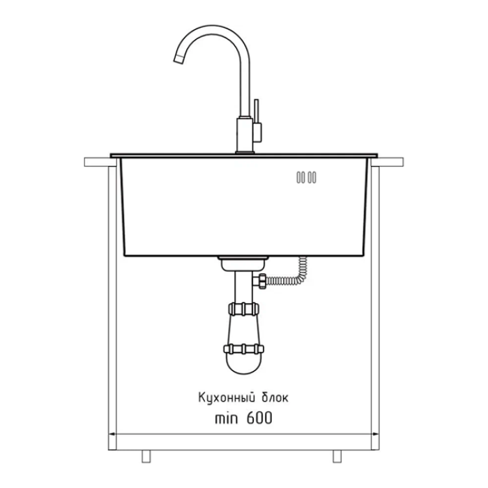 Мойка кухонная GRANFEST METAL НЕРЖАВЕЮЩАЯ СТАЛЬ AISI 304 GF-5045 выставочный образец (с сифоном)