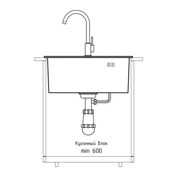 Мойка кухонная GRANFEST METAL НЕРЖАВЕЮЩАЯ СТАЛЬ AISI 304 GF-5050 (с сифоном)