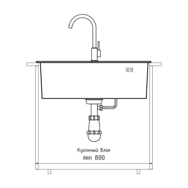 Мойка кухонная GRANFEST METAL НЕРЖАВЕЮЩАЯ СТАЛЬ AISI 304 GF-6045 (с сифоном)