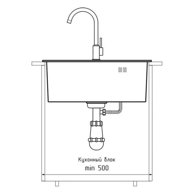 Мойка кухонная GRANFEST METAL НЕРЖАВЕЮЩАЯ СТАЛЬ AISI 304 PVD GF-4844 ГРАФИТ (с сифоном)