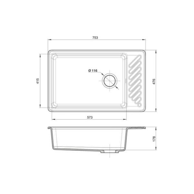 Мойка кухонная GRANFEST QUARZ GF-ZL-51 (черный)