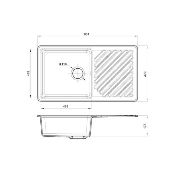 Мойка кухонная GRANFEST QUARZ GF-ZL-53 (черный)