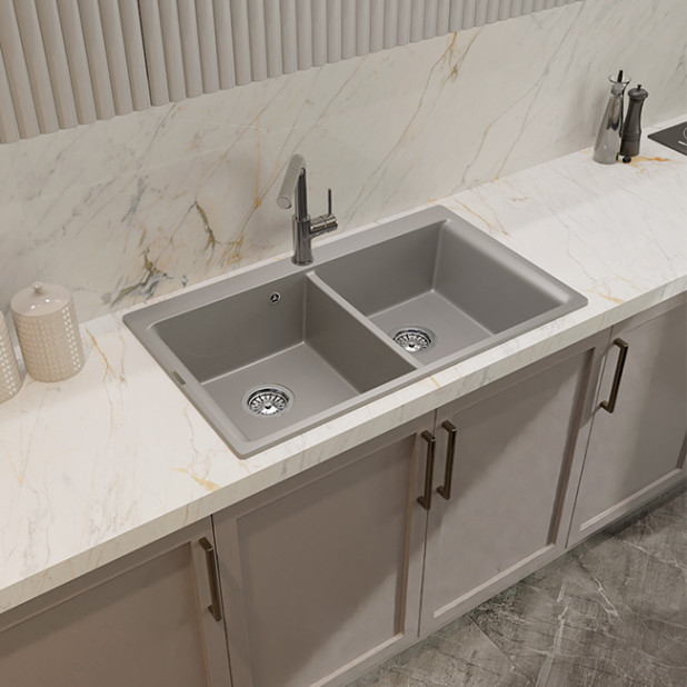 Мойка кухонная RIVELATO AXEL X-90-2D (бежевый/beige scuro/темно-бежевый)