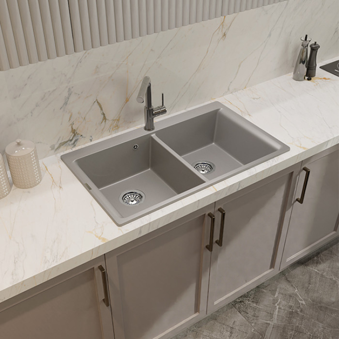 Мойка кухонная RIVELATO AXEL X-90-2D (серый/grigio metallizzato/серый металлик)