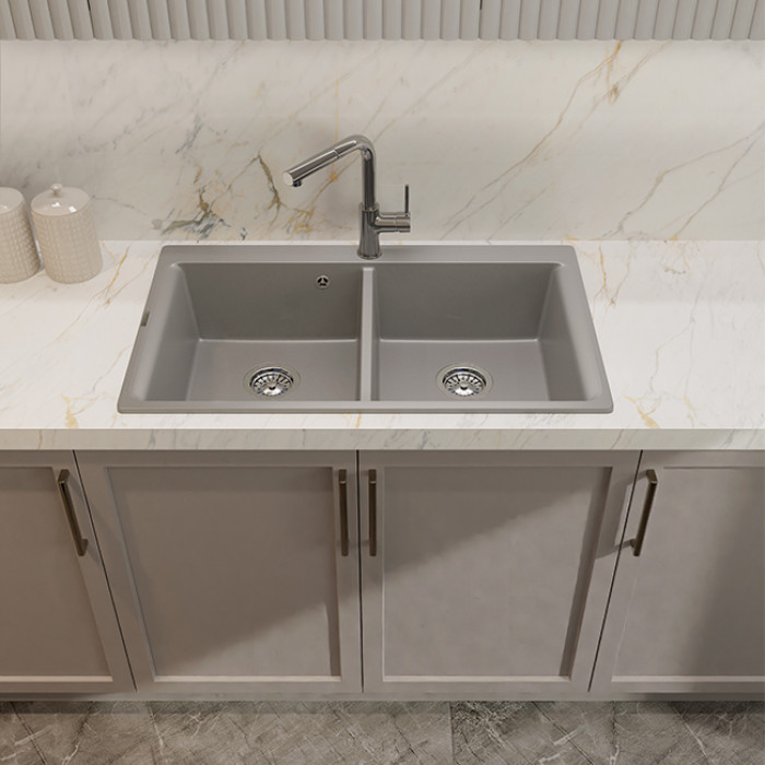 Мойка кухонная RIVELATO AXEL X-90-2D (серый/grigio metallizzato/серый металлик)