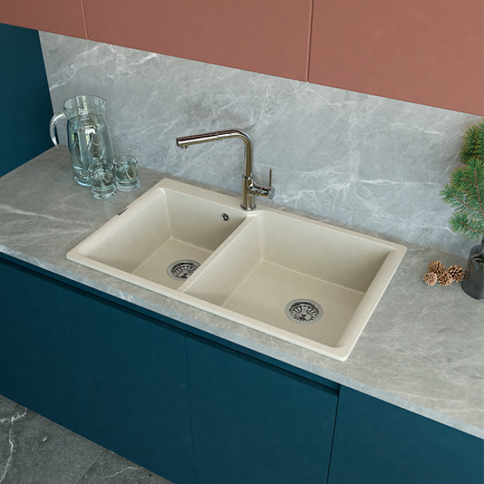 Мойка кухонная RIVELATO AXEL X-90D (бежевый/beige scuro/темно-бежевый)