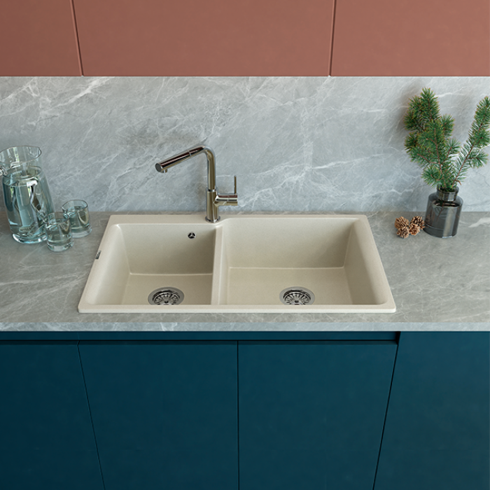 Мойка кухонная RIVELATO AXEL X-90D (бежевый/beige scuro/темно-бежевый)