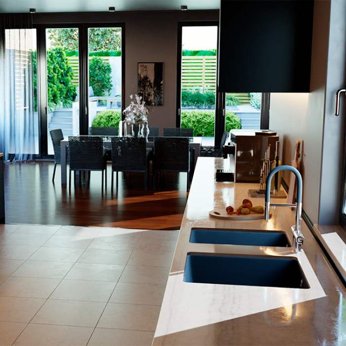 Мойка кухонная RIVELATO BERKANA BK-25 (белый/brina/иней)