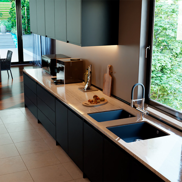 Мойка кухонная RIVELATO BERKANA BK-25 (бежевый/beige scuro/темно-бежевый)