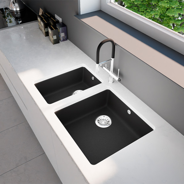 Мойка кухонная RIVELATO BERKANA BK-45 (белый/brina/иней)